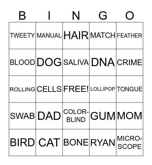 DNA Bingo Card