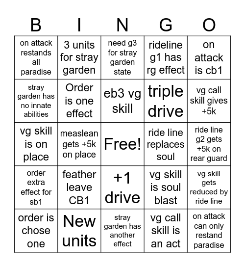 Nannaclir release bingo Card