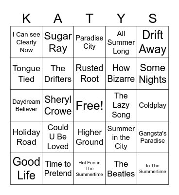 Island In The Sun! Bingo Card