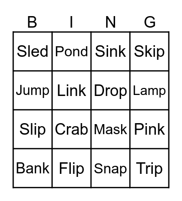 Phonics Bingo Card