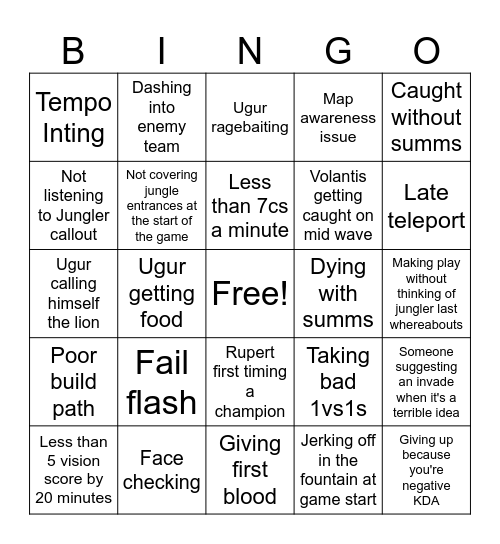 Pegstars do Bingo Card