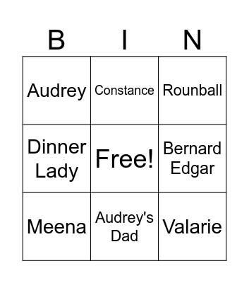 Audrey and Friends Bingo Card