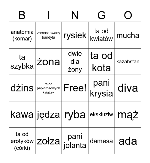 biblioteczne Bingo Card