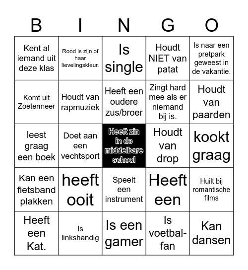 Kennismaken 1e Bingo Card