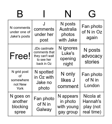 Where in the World is Nicola Bingo Card