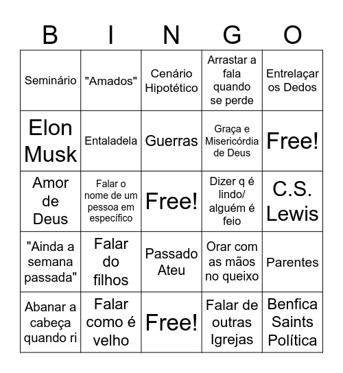 Bingo do Pr. Rui Bingo Card