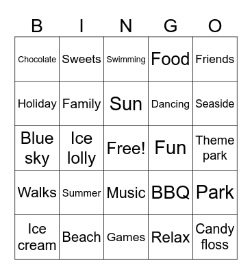 Summer Holidays! Bingo Card
