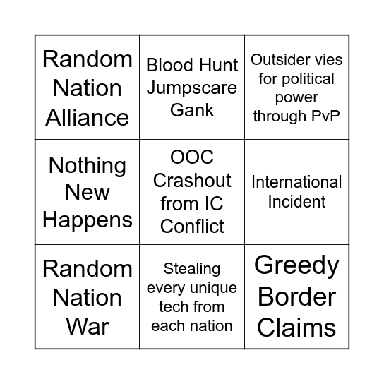 Yokoshura Grace Period End Bingo Card