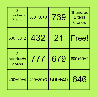 Place Value upto 2 million Bingo Card