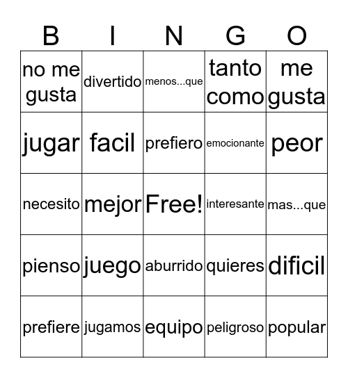 DEPORTES Bingo Card