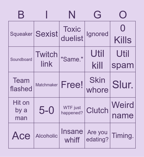 FUSION'S Bingo Card