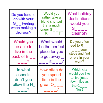 Journeys, 7A, Vocabulary Bingo Card