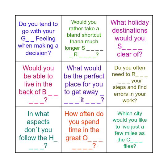 Journeys, 7A, Vocabulary Bingo Card