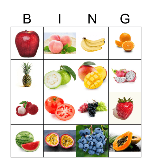 Fruits Bingo Card