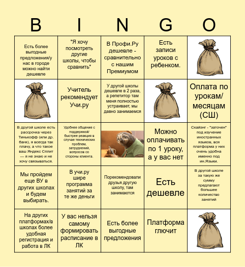 Конкуренты Фоксфорд Bingo Card