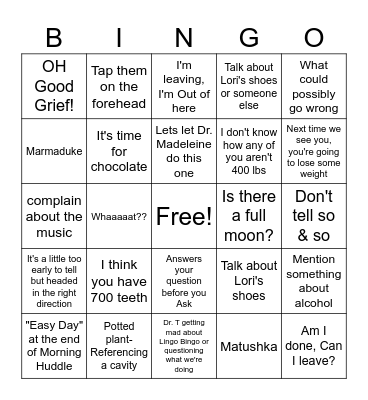 Dr. T's Lingo Bingo Card