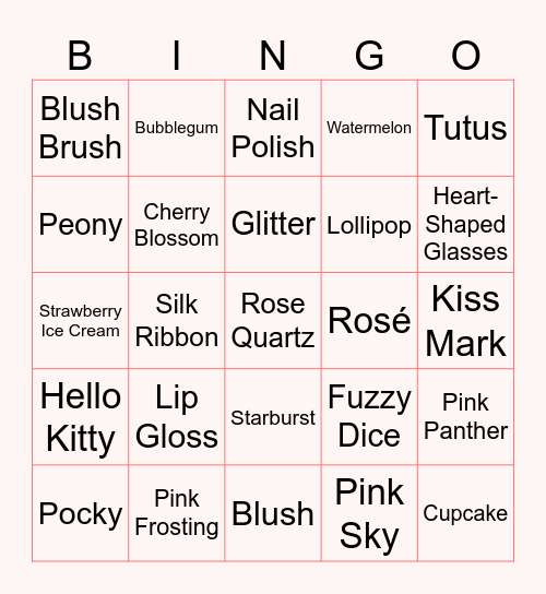 PINK Bingo Card