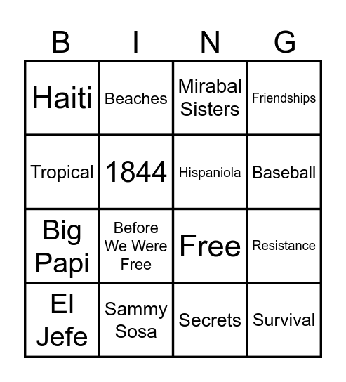 Dominican Republic Bingo Card