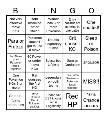 Then we fight bingo Vinny Fusion Bingo Card