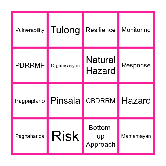 DISASTER PREPAREDNESS BINGO! Bingo Card