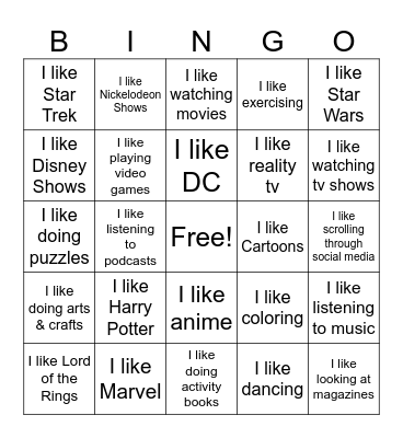 Getting To Know You 3 Bingo Card
