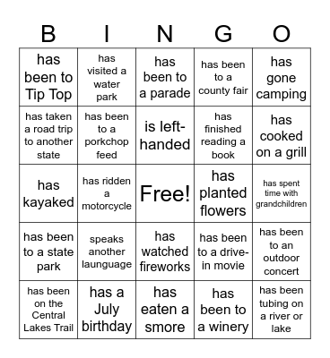 Find Someone Who... Bingo Card
