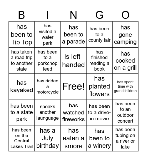 Find Someone Who... Bingo Card