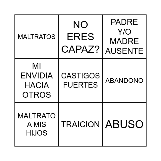 BINGO DEL PERDON Bingo Card