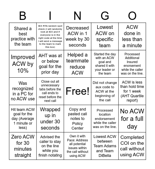 ACW Bingo Card