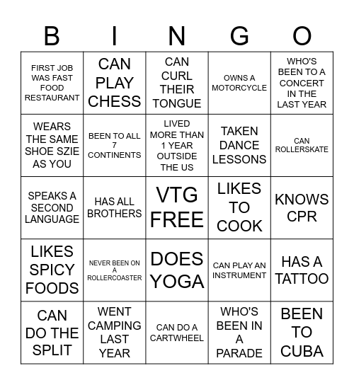 VTG SINGLES-FIND SOMEONE WHO Bingo Card