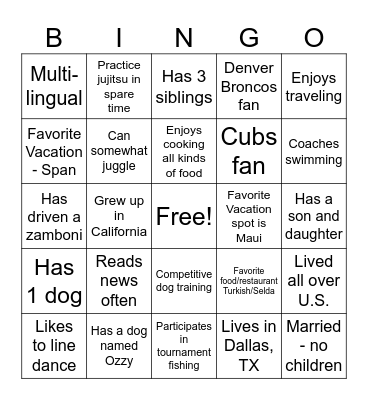GTKY Bingo Card