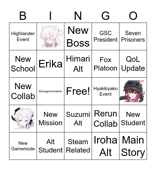4.5th Blue Archive Anniversary Bingo Prediction Bingo Card