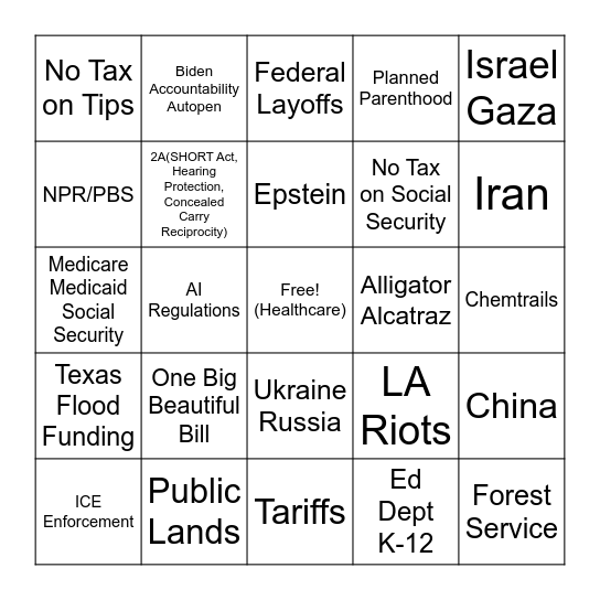 Tele-Town Hall Bingo Card