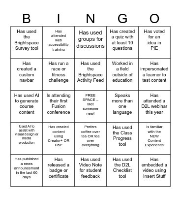 Instructional Technology & Design Bingo Card