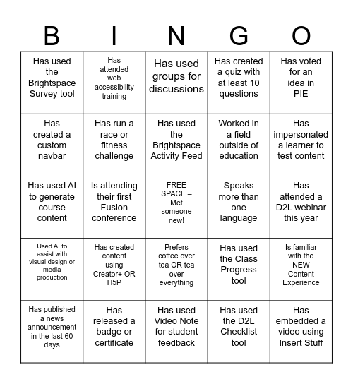 Instructional Technology & Design Bingo Card