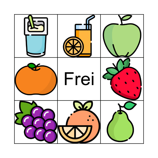 Essen und Trinken Bingo Card