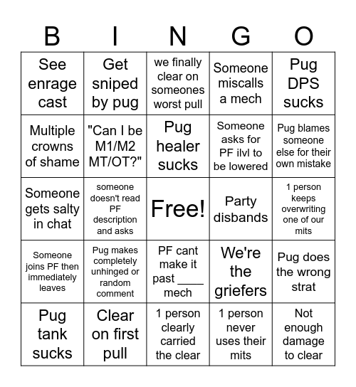 PF Re-clears Bingo Card