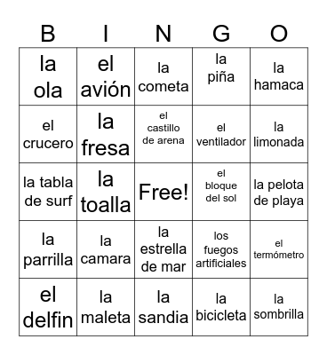 Verano Bingo Card