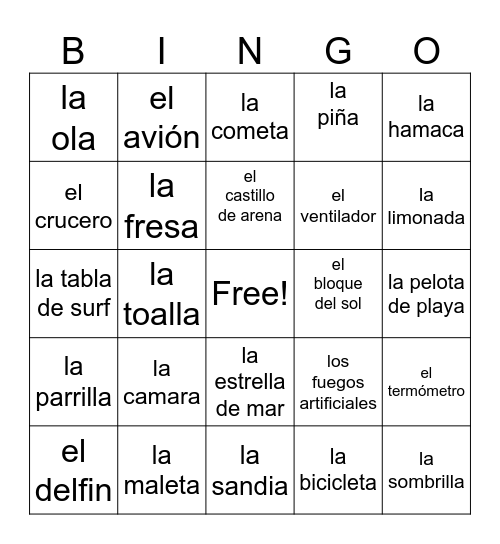 Verano Bingo Card