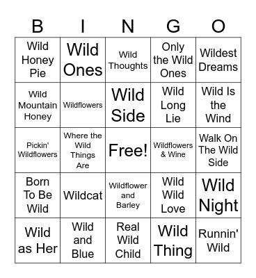 Stay Wild Bingo Card