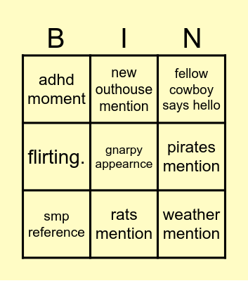 CowboySMP (bek pov) Bingo Card