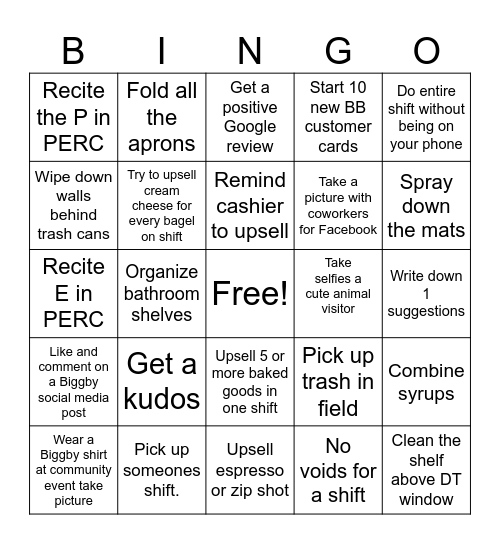Biggby Bingo 2025 Bingo Card