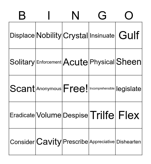 Spelling-Lesson 4 Bingo Card