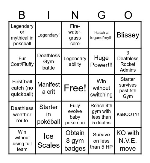 Difficulty Race - Grueling Gold Bingo Card