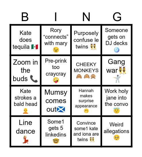 Bday bingo bonanza Bingo Card