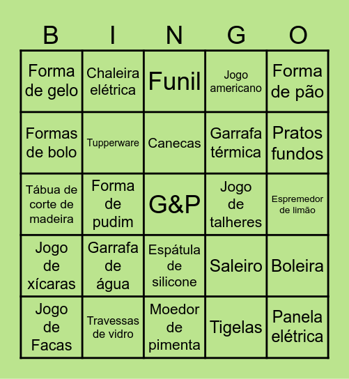 Chá de cozinha Bingo Card