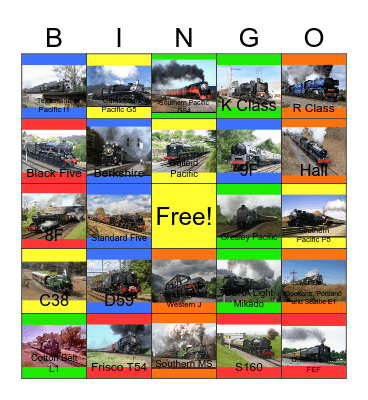 Steam Engines I would like to give a hose down one day Bingo Card
