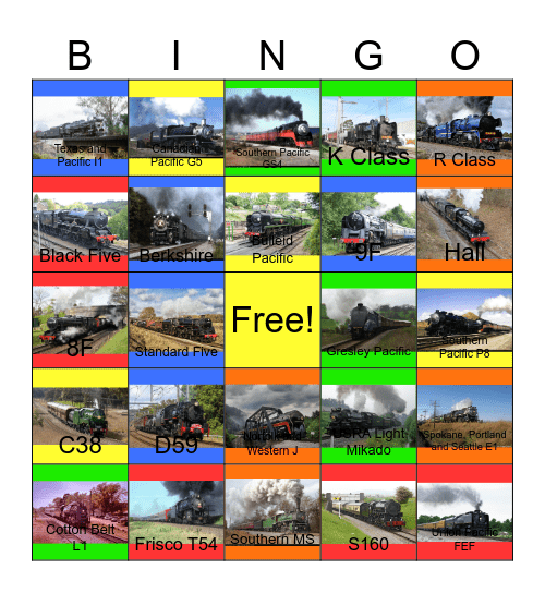 Steam Engines I would like to give a hose down one day Bingo Card