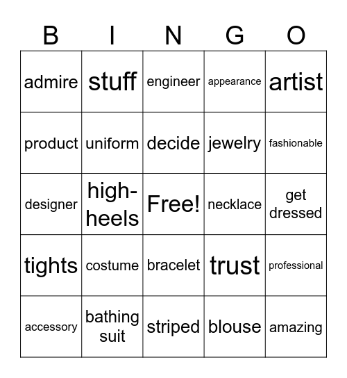 PreKET U2 Bingo Card
