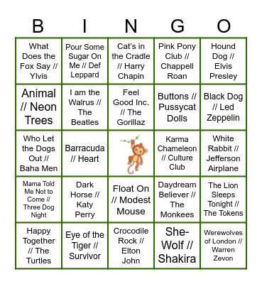 Go Wild! Bingo Card